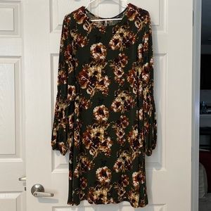 Plus A-Line Dress - Floral Print
